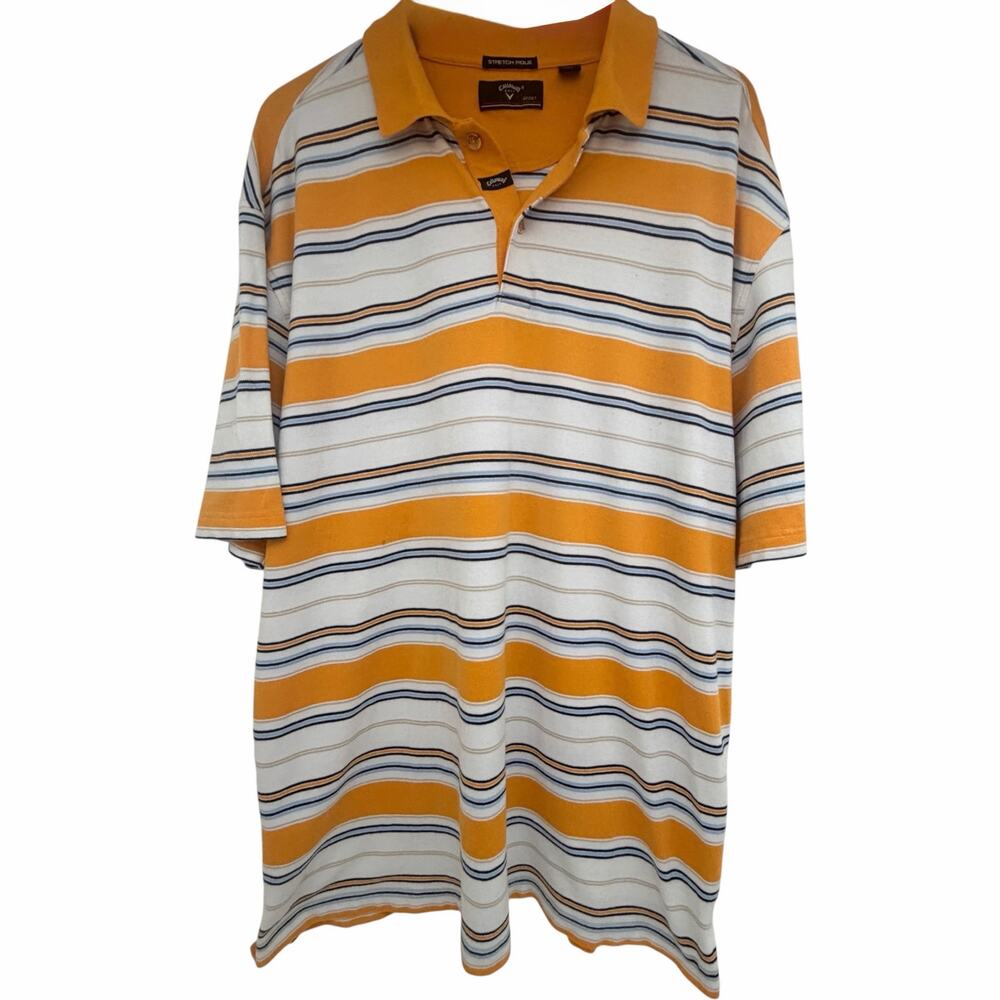 Callaway Golf Sport Striped Polo Mens XL Orange